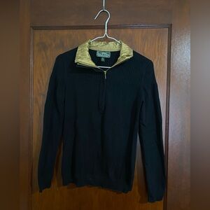 Ralph Lauren Black and Gold Zip-Up Sweater